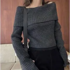 WULLFULLY rib off shoulder color knit