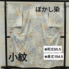 小紋 正絹 広衿 ぼかし染め 花柄 袷 着物 翼-019