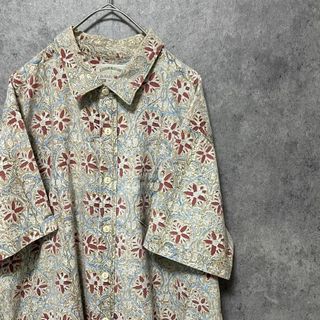 90s vintage 半袖　柄シャツ　綿　メンズXL 古着　個性派　奇抜