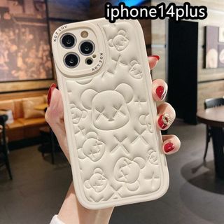 iphone14plusケース 熊　TPU　カーバー　ホワイト1